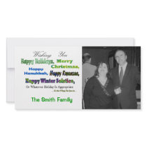 Green Multi holiday greetings Photo Card Template