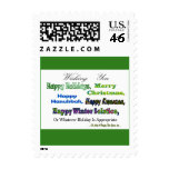 Green Multi holiday greetings Stamp