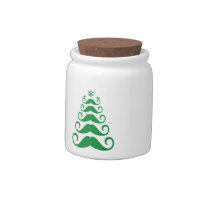 Green mustache Christmas tree candy jars