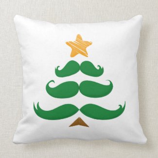 Green Mustache Tree pillow