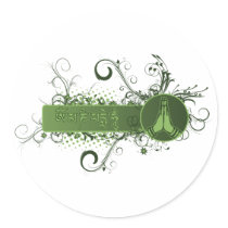 Green Namaste Tibetan Round Sticker