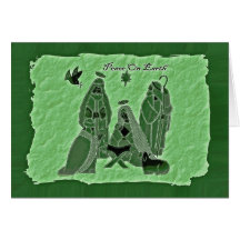 Green Nativity Scene Greeting Card