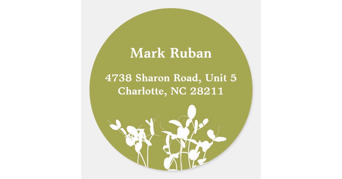 Green nature leaf plant custom name address label classic round sticker