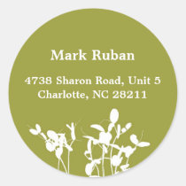 Green nature leaf plant custom name address label stickers