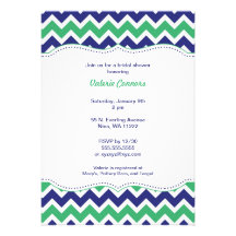 Green & Navy Chevron Bridal Wedding Shower Invite