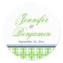Green navy preppy custom name wedding favor label sticker