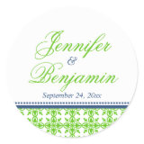 Green navy preppy custom name wedding favor label stickers