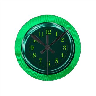 Green Neon Metallic Abstract Clock Wallclock
