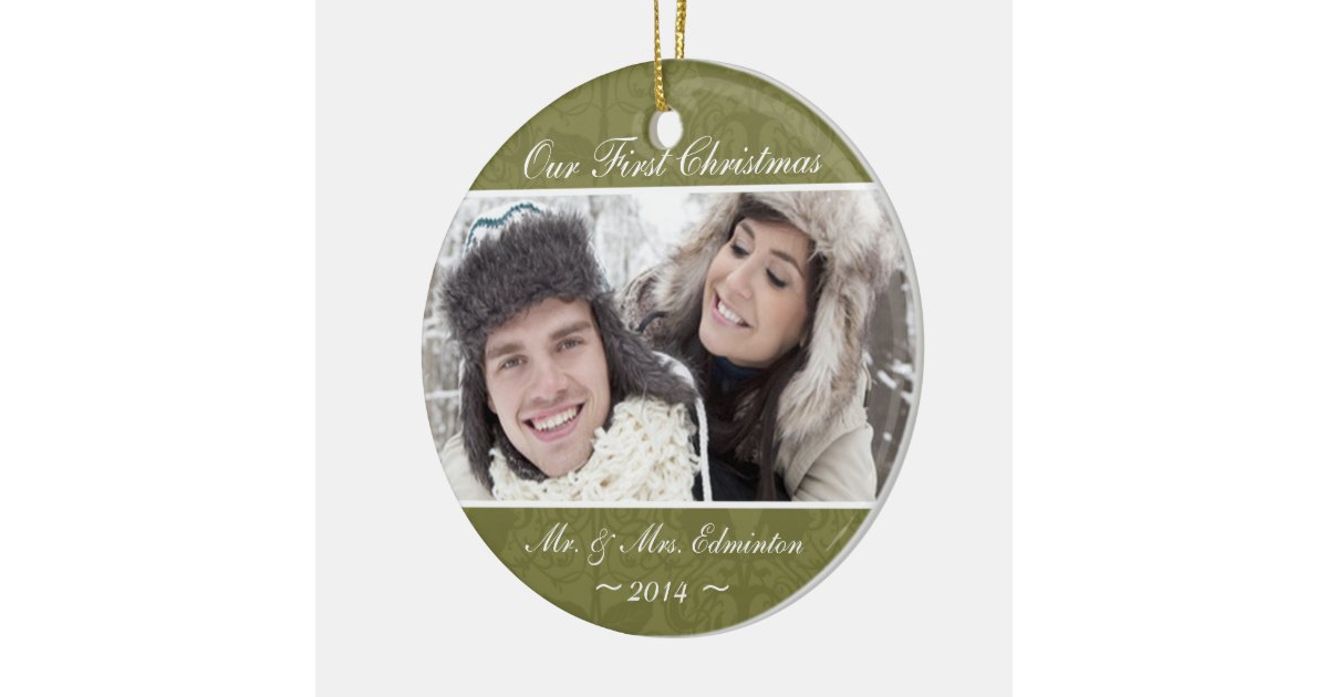 green newlywed first christmas ornament zazzle green newlywed first christmas ornament zazzle