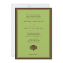 Green oak tree brown simple wedding invitation invitation