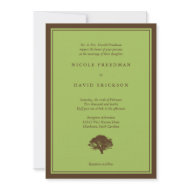 Green oak tree brown simple wedding invitation invitation