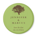 Green oak tree wedding announcement save the date magnet