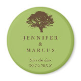 Green oak tree wedding announcement save the date refrigerator magnets