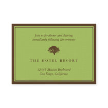 Green oak tree wedding reception enclosure cards business card template