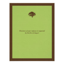 Green oak wedding enclosure RSVP response card Custom Invitation