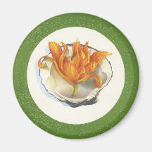 GREEN OCEAN ASH TRAY WITH ORANGE ACCENT REFRIGERATOR MAGNETS