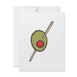 green olive on a toothpick personalized invite