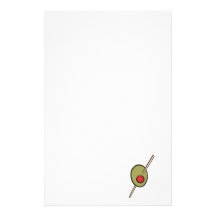 green olive on a toothpick stationery