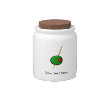 Green Olive with Red Pimento Candy Jars