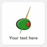 Green Olive with Red Pimento Square Sticker