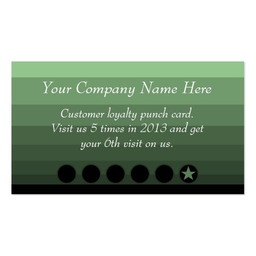 Green Ombre Discount Promotional Punch Card Business Card Template (front side)