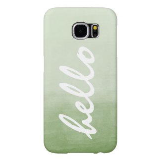 Green Ombre Watercolor Hello Samsung Galaxy S6 Cases