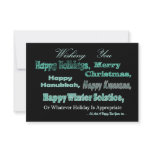 Green on black Multi Holidays Invites