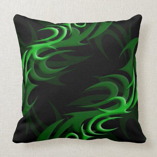 Green on Black "Smoke" Pillow