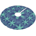 Green on Blue Snowflake Brushed Polyester Tree Skirt