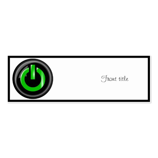 Green On Power Button - Black Business Card