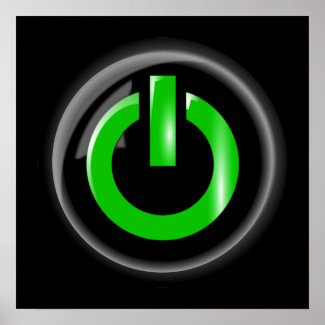 Green On Power Button - Black print