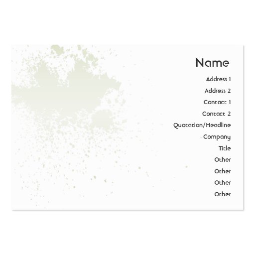 Green On White Splatter - Chubby Business Card Templates (front side)