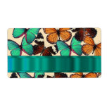 Green & orange butterflies shipping label