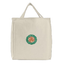 Green & Orange Celtic Irish Knotwork Design 2 embroidered bags