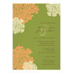 Green & Orange Queen Annes Lace Wedding Invitation