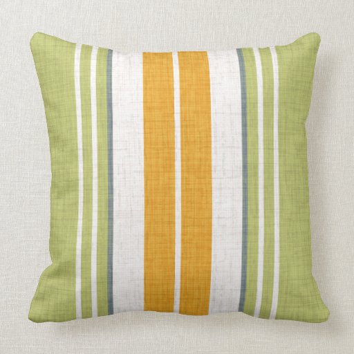 Green & Orange Race Stripes Throw Pillow