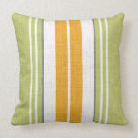 Green & Orange Race Stripes Throw Pillow