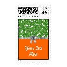 Green & orange shamrock pattern postage stamps