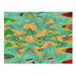 green orange waves postcards