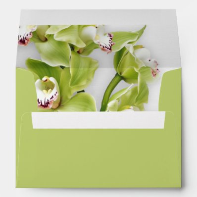 Green Orchid Floral Wedding A-7 Return Address Envelope