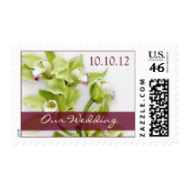 Green Orchid Personalized Wedding Postage