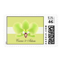 Green Orchid Postage Stamps