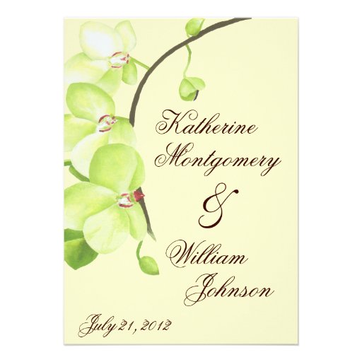Green orchid wedding invitation