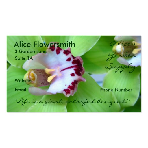Green Orchids business cards