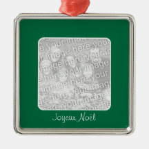 Green ornament of photograph of Merry Christmas