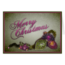 Green Ornaments and Berries Marry Christmas Card cards