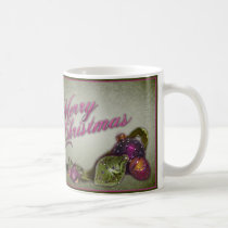 Green Ornaments and Berries Merry Christmas Mug mugs
