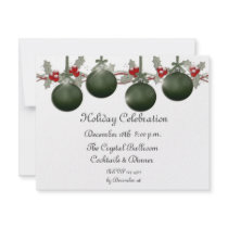 Green Ornaments Holly Invitation by StarStock Green Ornaments Holly Invitation