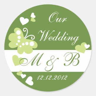 Green Our Wedding Monogram Sticker
