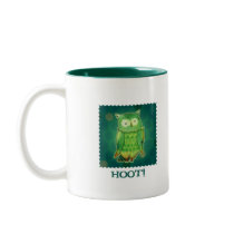 Green Owl 2-Tone Mug(left handle)